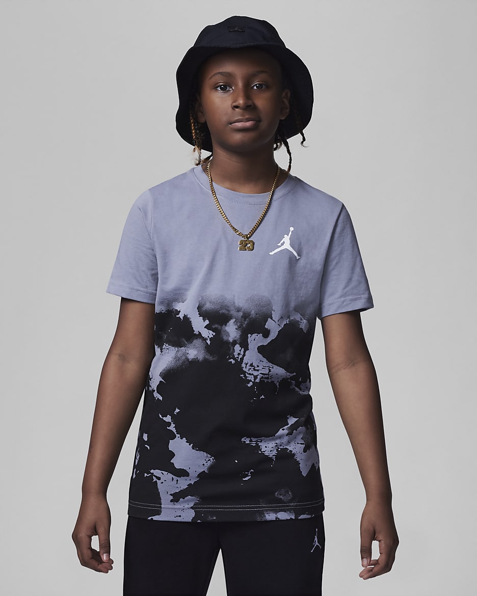 Jordan Watercolor Fade Up Tee Big Kids Boys Tee. Nike JP